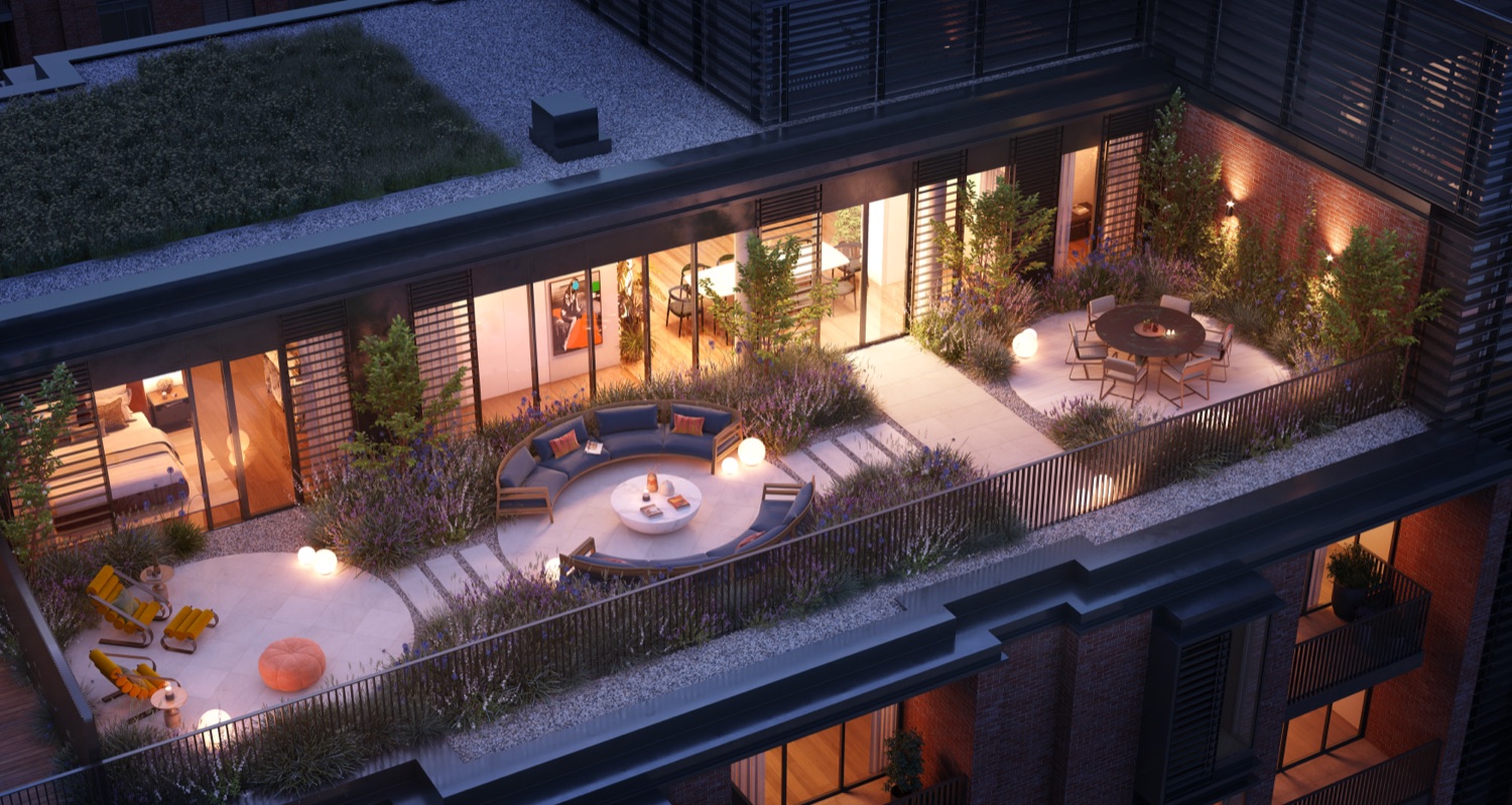 Private terrace overlooking the Thames